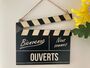 French Wooden Open And Closed Double Sided Clapper Board Sign, thumbnail 1 of 6