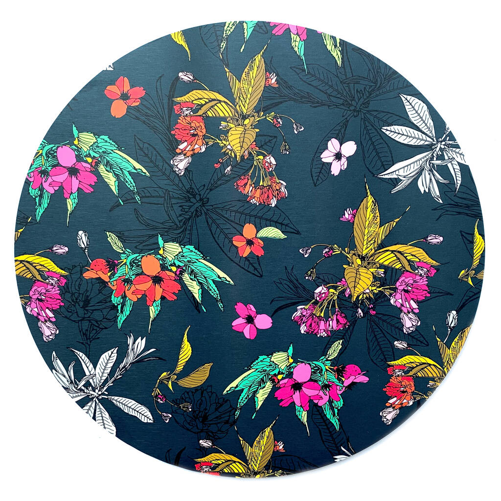 Cherry Blossom Floral Large Round Melamine Placemat By Bean and Bemble