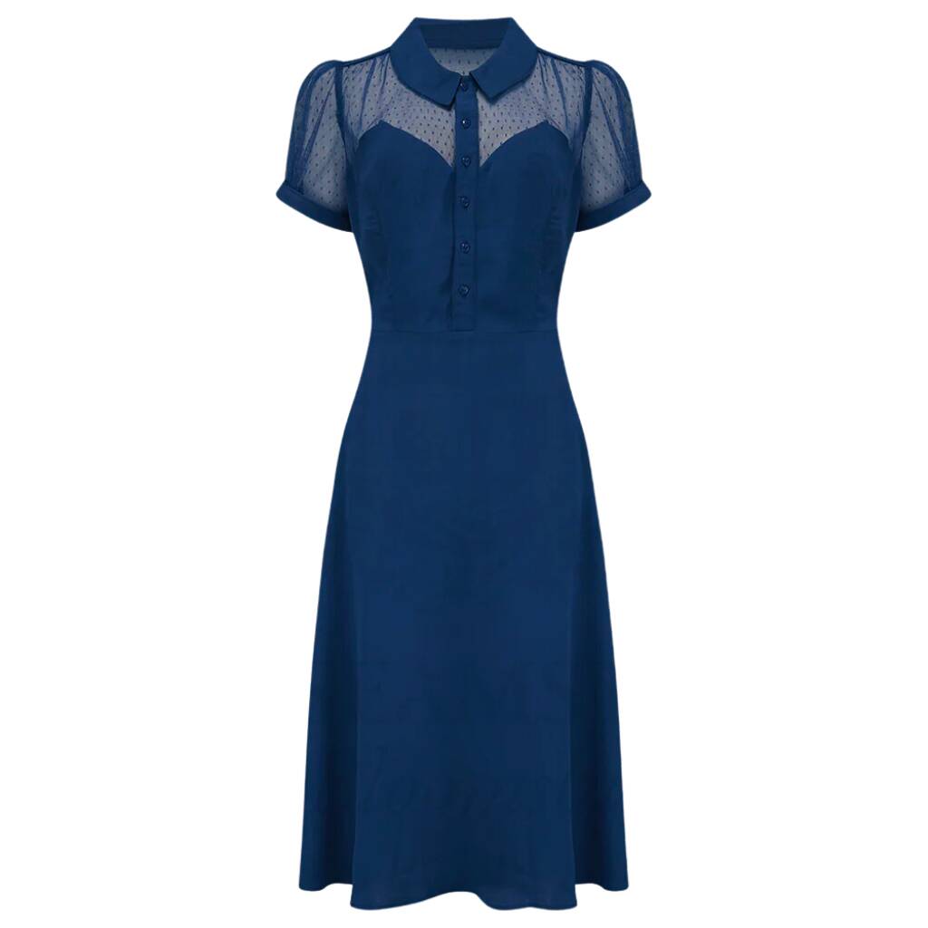 Florance Dress In French Navy Vintage 1940s Style, 1 of 2