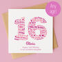 Pink Star Personalised 16th Birthday Card, thumbnail 1 of 3