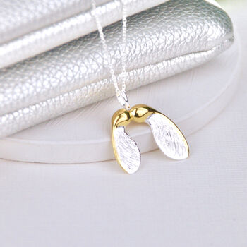 Personalised Silver And Gold Sycamore Leaf Necklace, 4 of 10