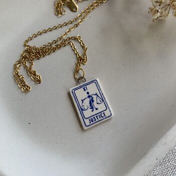 Ceramic Justice Tarot Card Tiny Clay Charm Necklace, 5 of 8