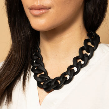 Iris Chunky Black Matte Large Acrylic Statement Chain And Necklace Gift Set, 2 of 7