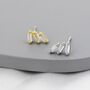 Sterling Silver Baguette Cz Trio Stud Earrings, thumbnail 3 of 12