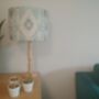 Duck Egg Blue Ikat Print Handmade Lampshade Blue And Grey Tones Table Floor Or Ceiling Pendant, thumbnail 2 of 6