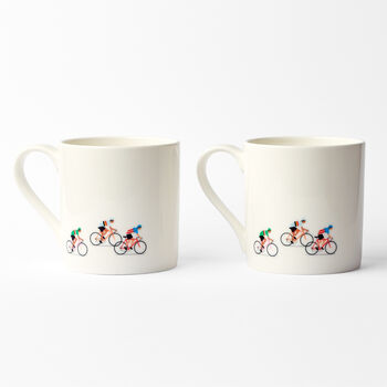 Gift For Cyclist, Cycling Mug Set, Breakaway Design, 3 of 8