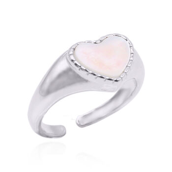 Cariad Heart Mother Of Pearl Ring | 925 Sterling Silver, 2 of 5