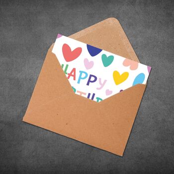 Happy Birthday Bestie Card – Colourful Heart Design, 6 of 7