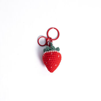 Handmade Crochet Strawberry Bag Charm, 2 of 2