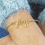 Gold Plated Joy Script Bracelet, thumbnail 1 of 7