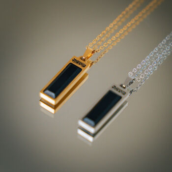 Gold Plated Onyx Verge Rectangular Gemstone Pendant Necklace For Men, 10 of 12