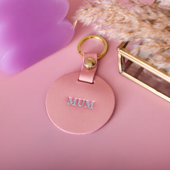 Personalised Pink Circle Keyring Gift For First Home, 3 of 4