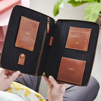 Personalised Leather iPad Travel Organiser, 10 of 12