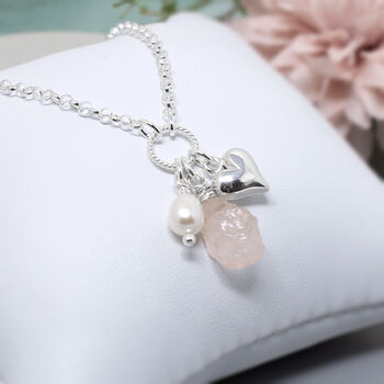 Rose Quartz, Pearl And Heart Bracelet, 2 of 2