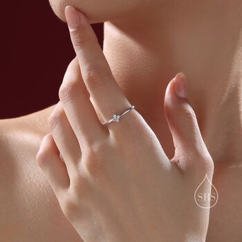 Hydrangea Cz Flower Minimalist Ring In Sterling Silver, 6 of 11