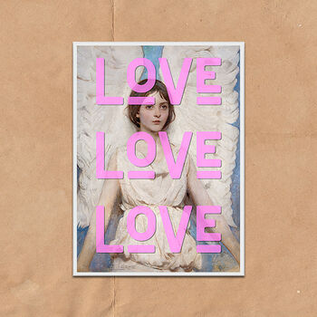 Love Love Love Angel Typographic Wall Art Print, 3 of 4