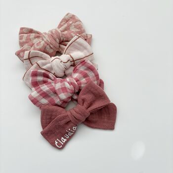 Dusky Pink Personalised Hair Bow Stocking Filler/Christmas Gift, 4 of 6