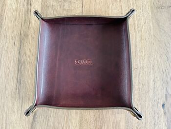 Personalised Leather Desk Coin Tray, Chocolate Brown, 11 of 12