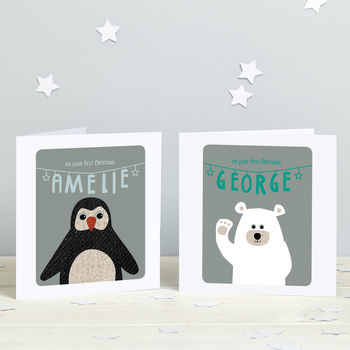 First Christmas Penguin Personalised Card, 2 of 5