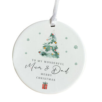 Mum And Dad Christmas Ceramic Ornament Gift, 2 of 7