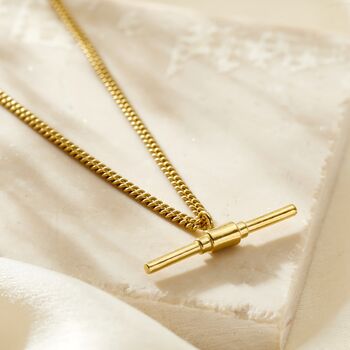 Curb Chain T Bar Necklace, 4 of 7