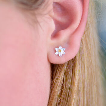 Silver And Gold Daffodil Stud Earrings, 2 of 7