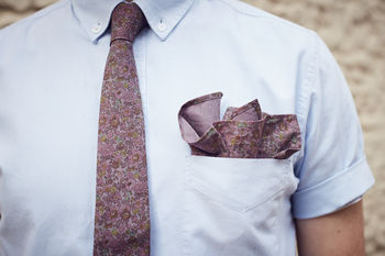 Mens Purple Floral Print Slim Tie, 8 of 8