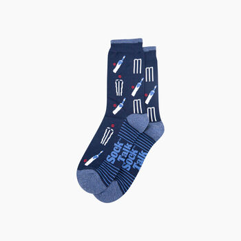 Cricket Stumps Bamboo Socks In Navy Blue, 4 of 5