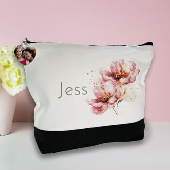 Personalised Photo Message Zip Pull And Name Make Up Bag, 2 of 4