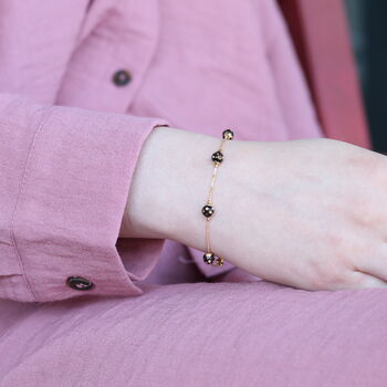 Black Ball Slim Gold Plated Elegant Bracelet, 3 of 3