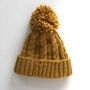Fleece Lined Thick Cable Knit Bobble Hat, thumbnail 2 of 6