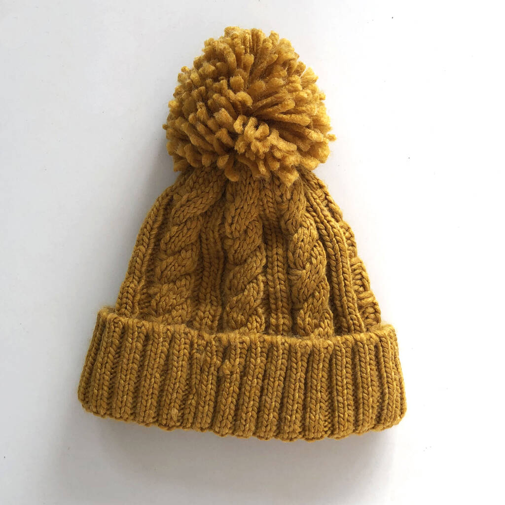 Fleece Lined Thick Cable Knit Bobble Hat By Megan Claire ...