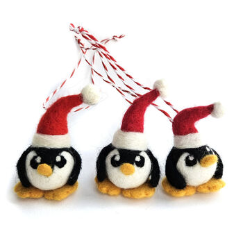 Penguin Christmas Decoration Penguin In Santa Hat, 2 of 11