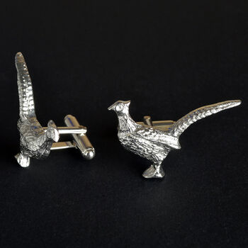 Pheasant Cufflinks, Pewter And Silver Gifts For Men, 3 of 7