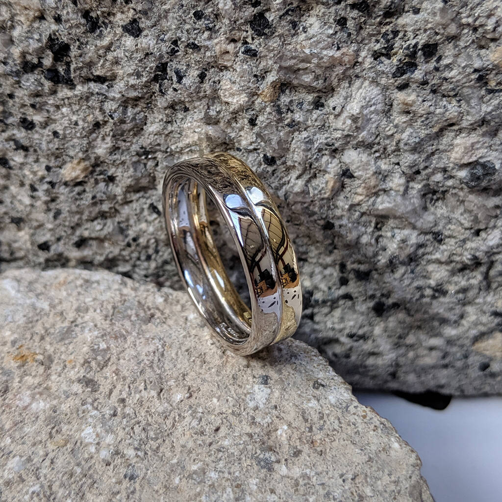 Double Gold And White Gold Fairtrade Wedding Ring Set, 1 of 3