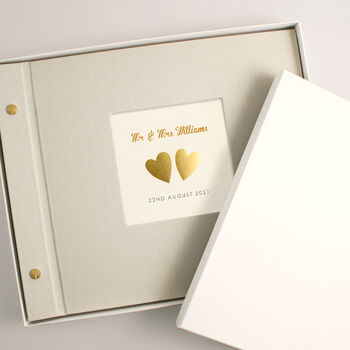 Personalised Hand Foiled Hearts Wedding Photo Album, 4 of 12
