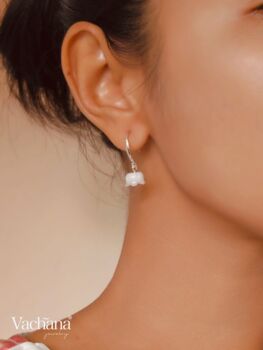 Vachana Shell Lily Sterling Silver Dangle Earrings, 9 of 10