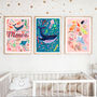 Personalised Pink Sea Life Name Print | Under The Sea Nursery Wall Art | Ocean Baby Name Print, thumbnail 2 of 8