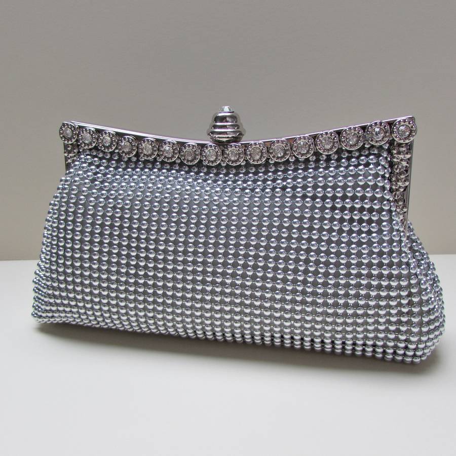 vintage style silver beaded clutch bag / purse by yatris home and gift | 0