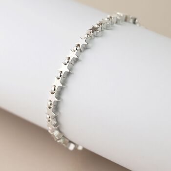 Silver Plated Polished Stars Bead Bracelet, 2 of 3