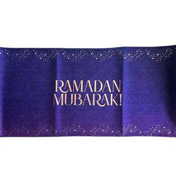 Ramadan Mubarak Table Runner Purple And Gold, 2 of 3