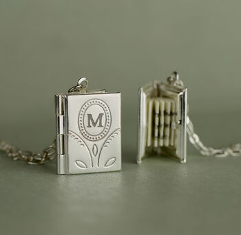 Silver Flower Book Locket Necklace, 4 of 8