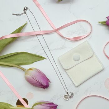 Pearl Shell Necklace – Opens To Reveal A Pearl, Silver Plated With Cubic Zirconia Detail, 2 of 8