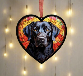 Labrador Stained Glass Effect Heart Suncatcher, 2 of 9