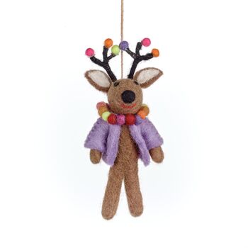 Handmade Felt Donner The Neon Reindeer Decoration, 2 of 3
