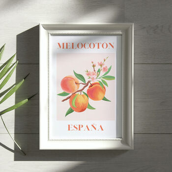 Spanish Peach Art Print Poster, Spain, Fruit, Hand Drawn, 3 of 4