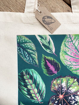 Illustrated Teal Houseplants Cotton Bag, 3 of 3