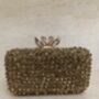Gold Handcrafted Diamante Rectangular Clutch Purse, thumbnail 5 of 6