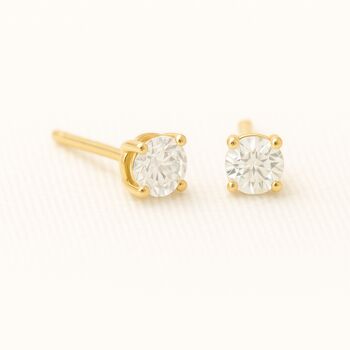 9ct Gold April Cubic Zirconia Birthstone Stud Earrings, 4 of 5