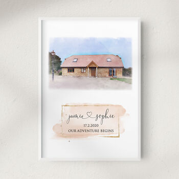 Personalised House Portrait With Colour Block Quote, 3 of 5